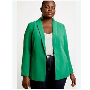 Eloquii Green Shawl Collar One-Button Blazer Jacket 14